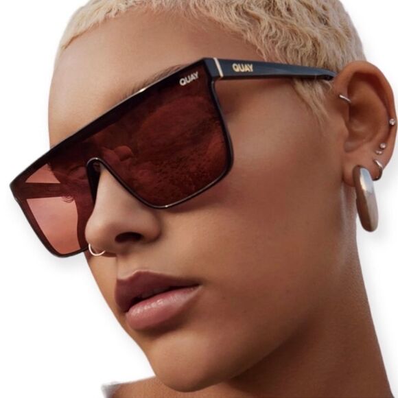 NWOT Quay Unisex "NIGHTFALL 52mm
Shield" bronze,brown /black Mirrored
Sunglasses - Picture 1 of 12